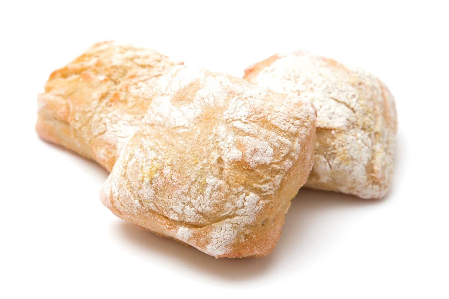 Ciabatta rolls on a white background