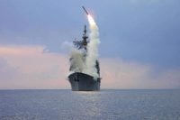 USS Cape St. George Launches Tomahawk Missiles On Iraq