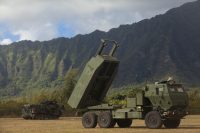 A U.S. Marine Corps M142 High Mobility Artillery Rocket System.