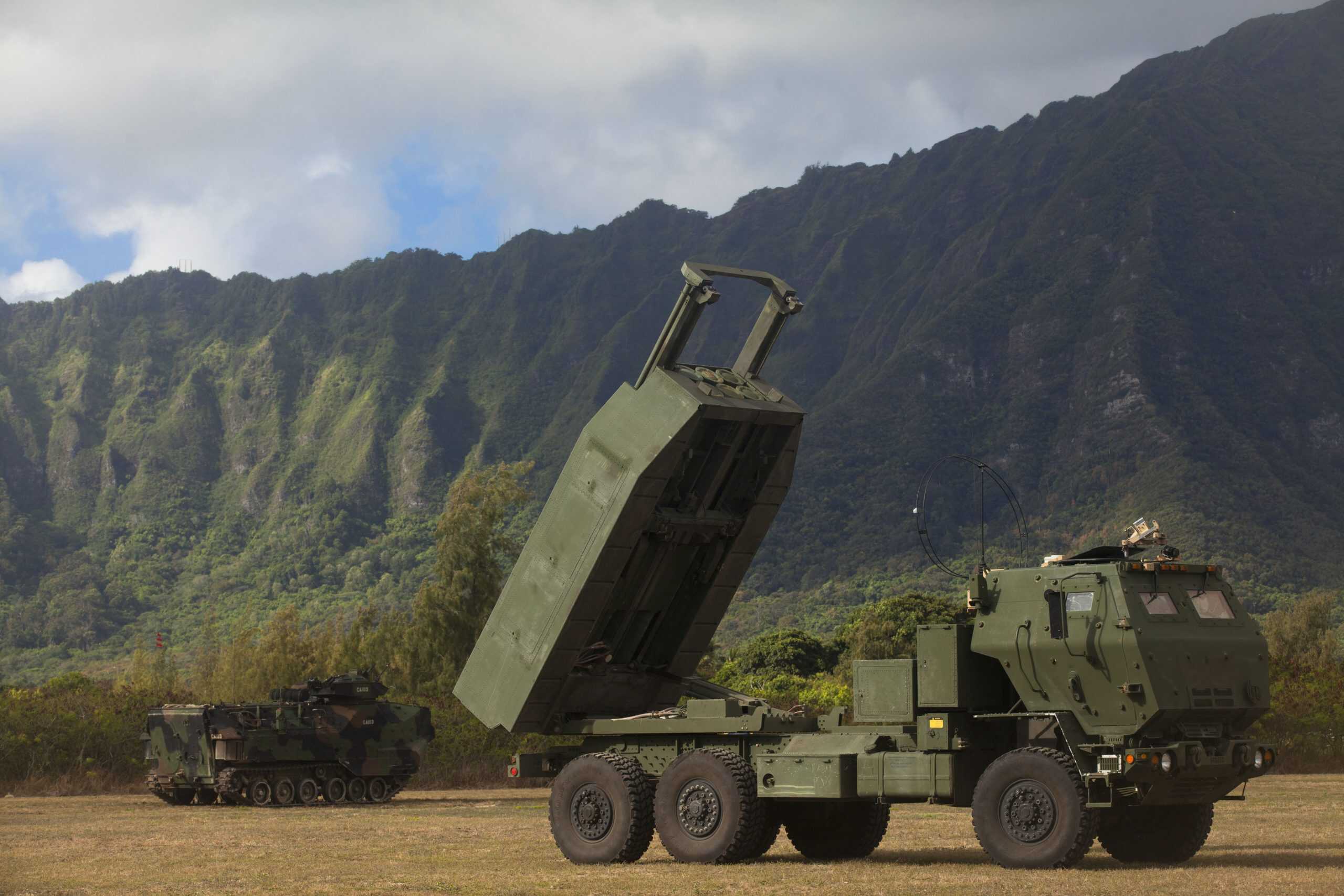 A U.S. Marine Corps M142 High Mobility Artillery Rocket System.