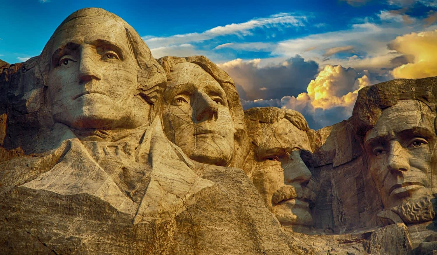 The Mount Rushmore National Memorial is centered on a sculpture carved into the granite face of Mount Rushmore in the Black Hills of Keystone, South Dakota, United States