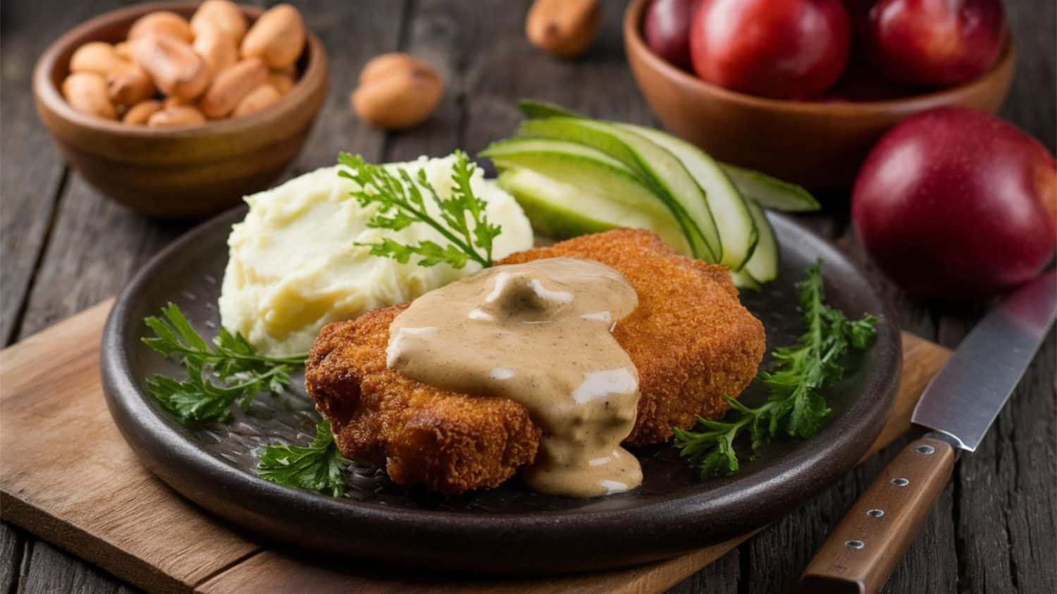 Roast Chicken: Breaded and fried steak topped with creamy gravy, often served with mashed potatoes. A staple of southern comfort.