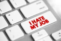 I Hate My Job text button on keyboard, concept background