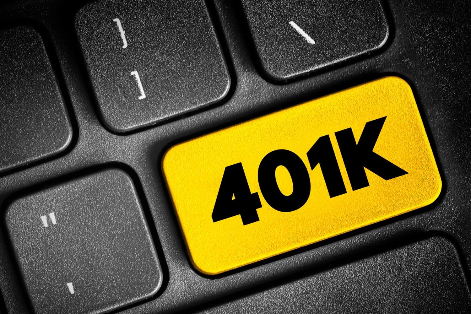 401K - retirement savings and investing plan that employers offer, text concept button on keyboard