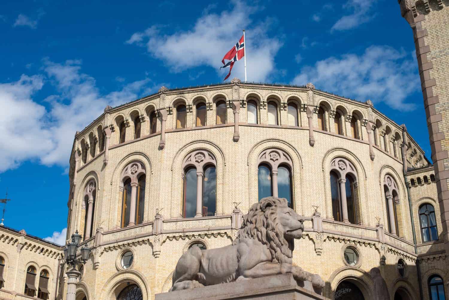 Norwegian parliament Stortinget in Oslo, Norway