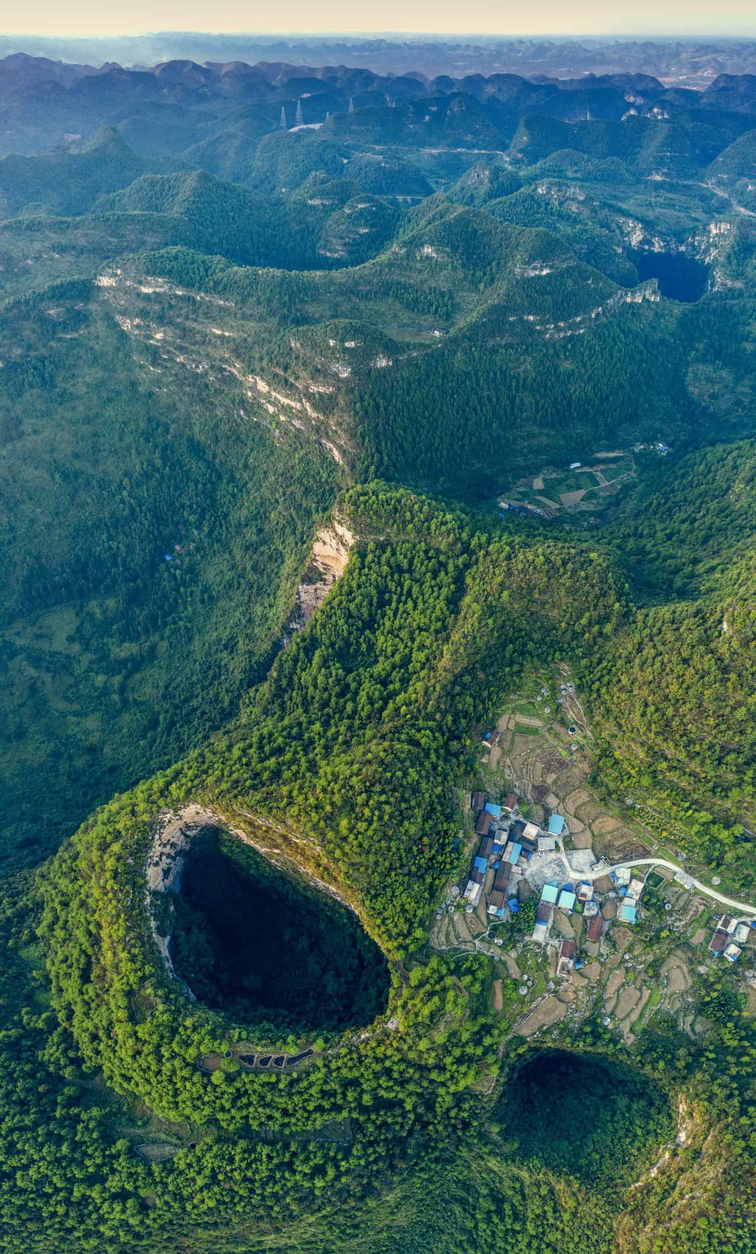 The human face sinkhole located next to China's FAST telescope in Luodian County, Guizhou.