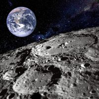 High quality space world surface and world at background. Concept universe photo galaxy idea. "Elements of this Image Furnished by NASA". HD world and moon surface close up with milky way.
