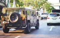 Suv car on street with other cars