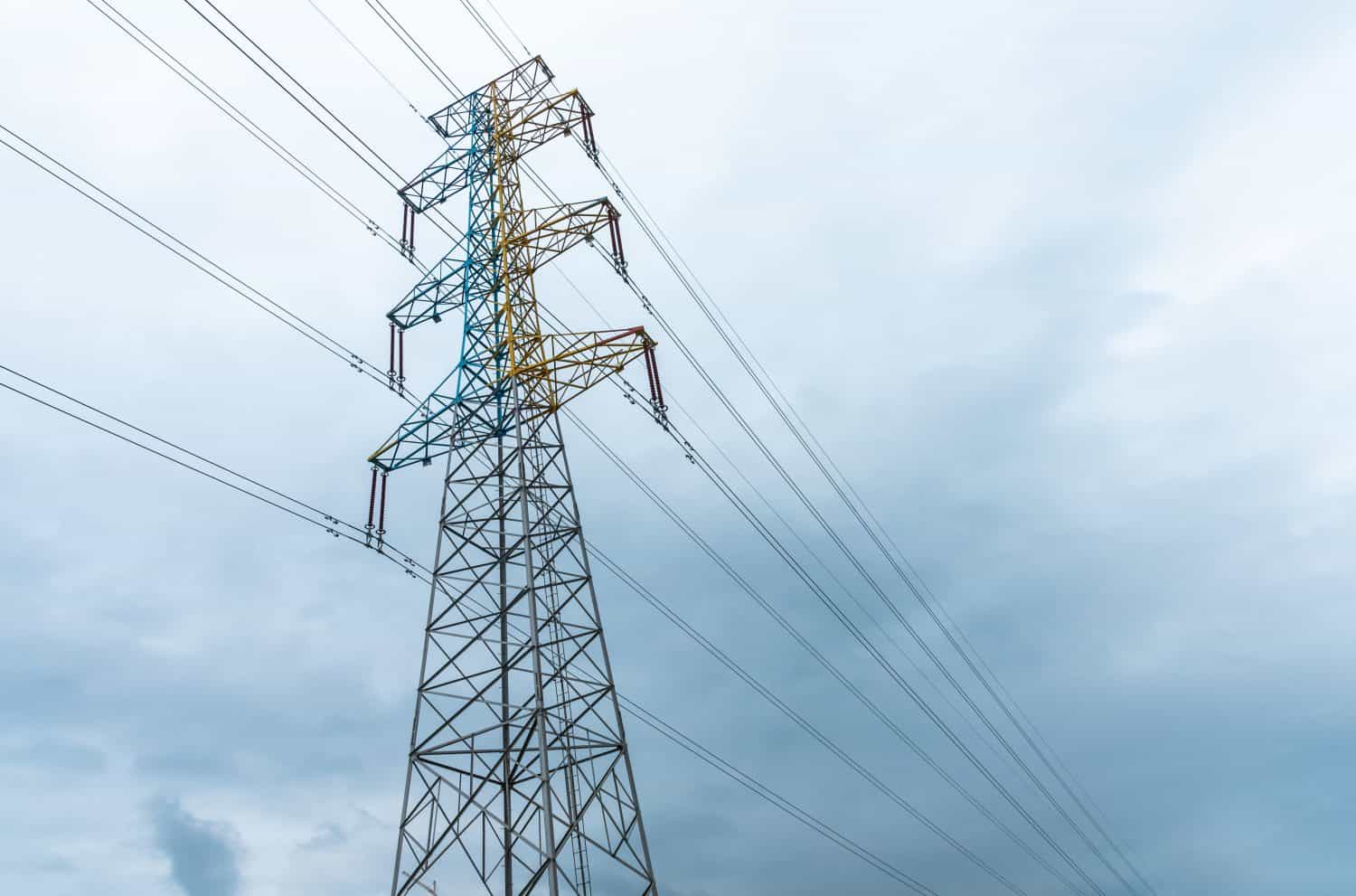 High voltage wire pole in the air