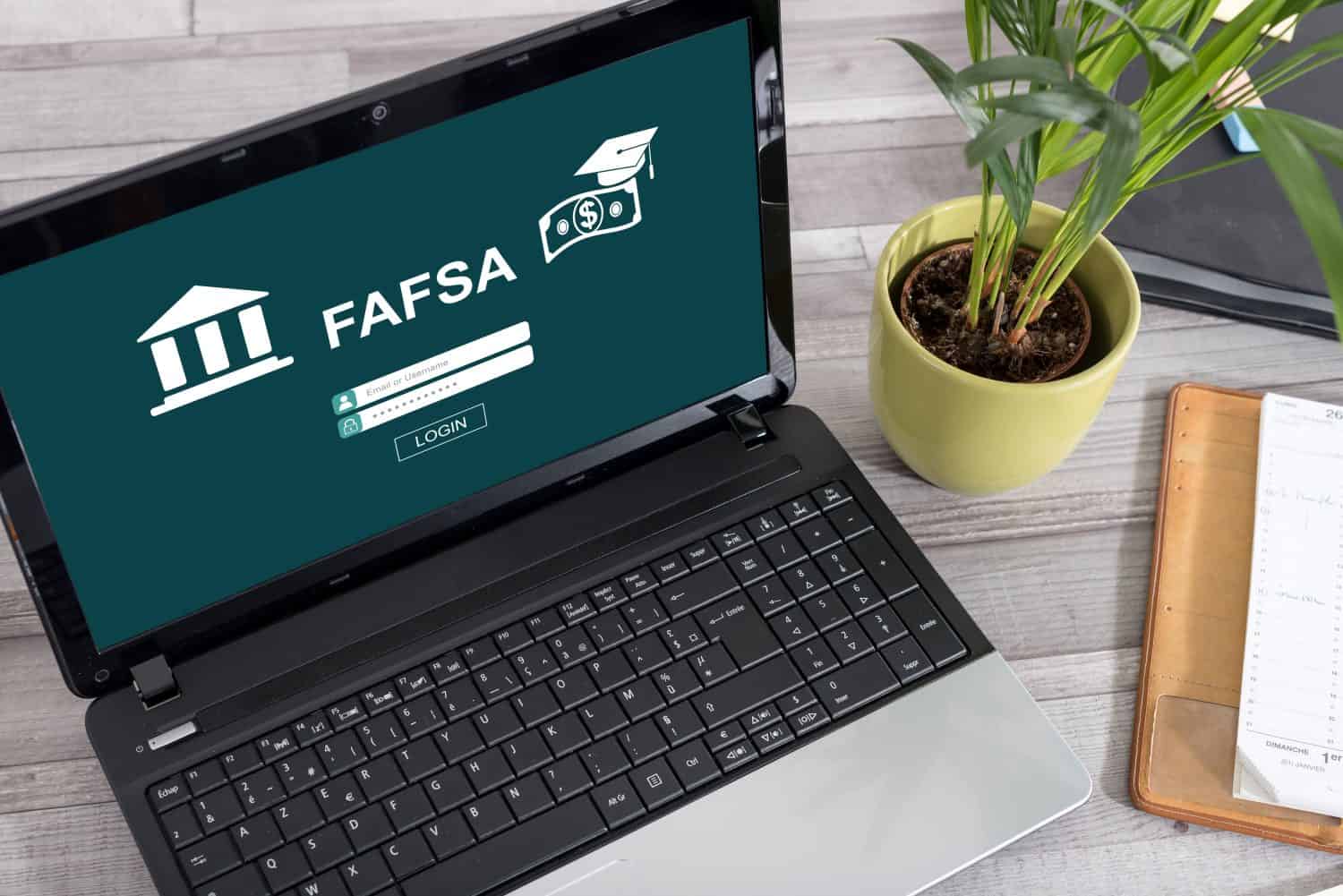 Laptop screen with fafsa concept