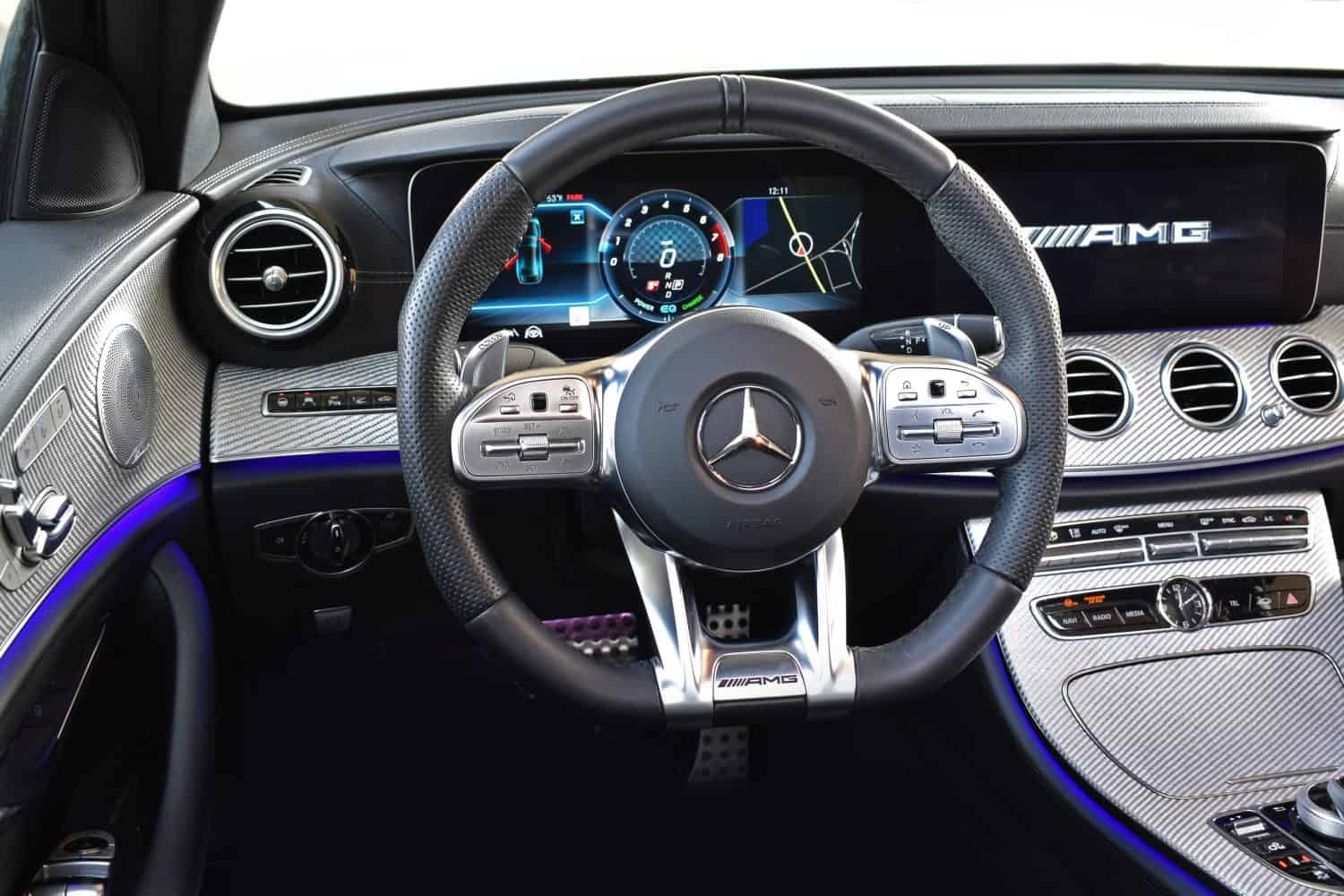 11.17.2021 Long Island, USA. Mercedes-Benz AMG E53. Interior, dashboard, screen, steeringweel.