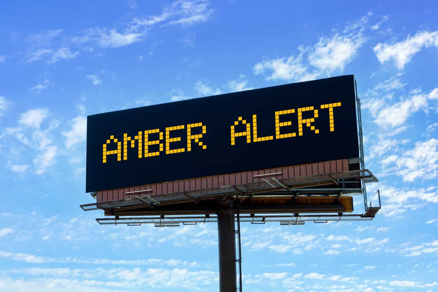 Electronic freeway Sign advising of an amber alert for a child abduction