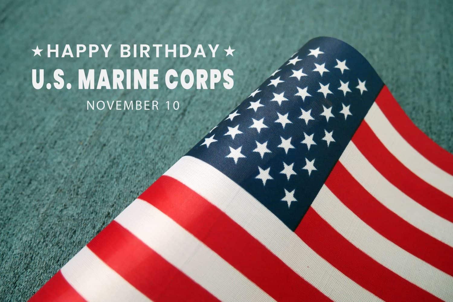 US Marine Corps Birthday greeting card on November 10 with American flag background. Retro style.