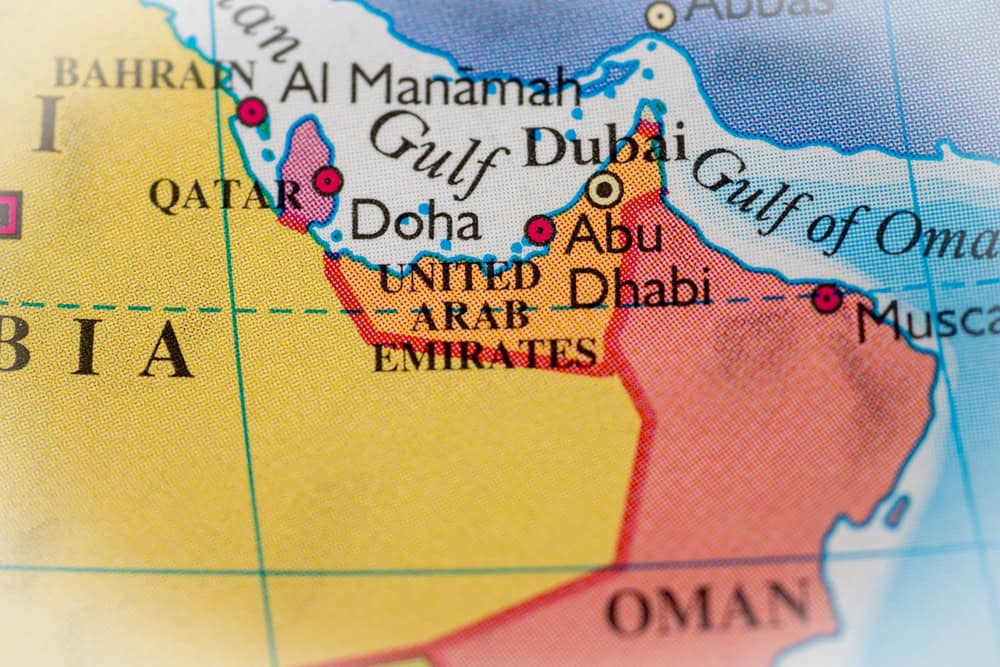 United Arab Emirates highlighted on a world map.