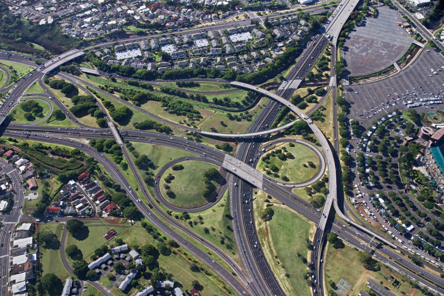 Aerial of Oahu Freeway Interchange - Hawaii