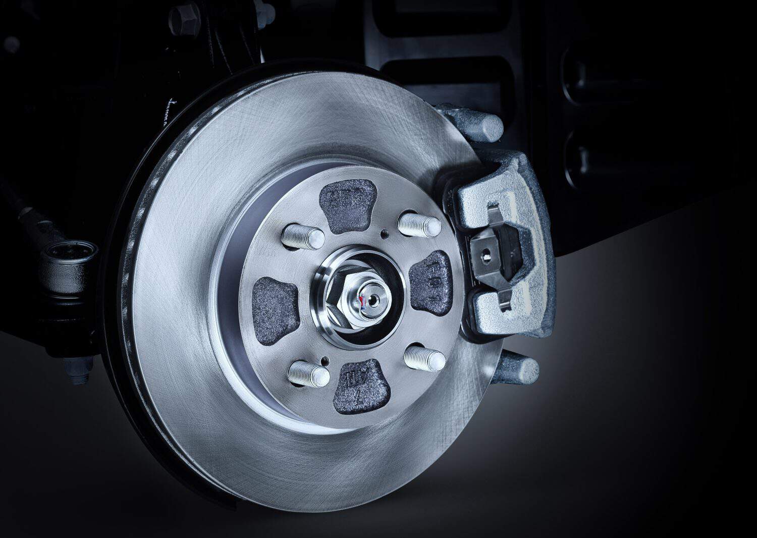 Front Wheel Disc Brake Car with Anti Lock Braking System Isolated Image