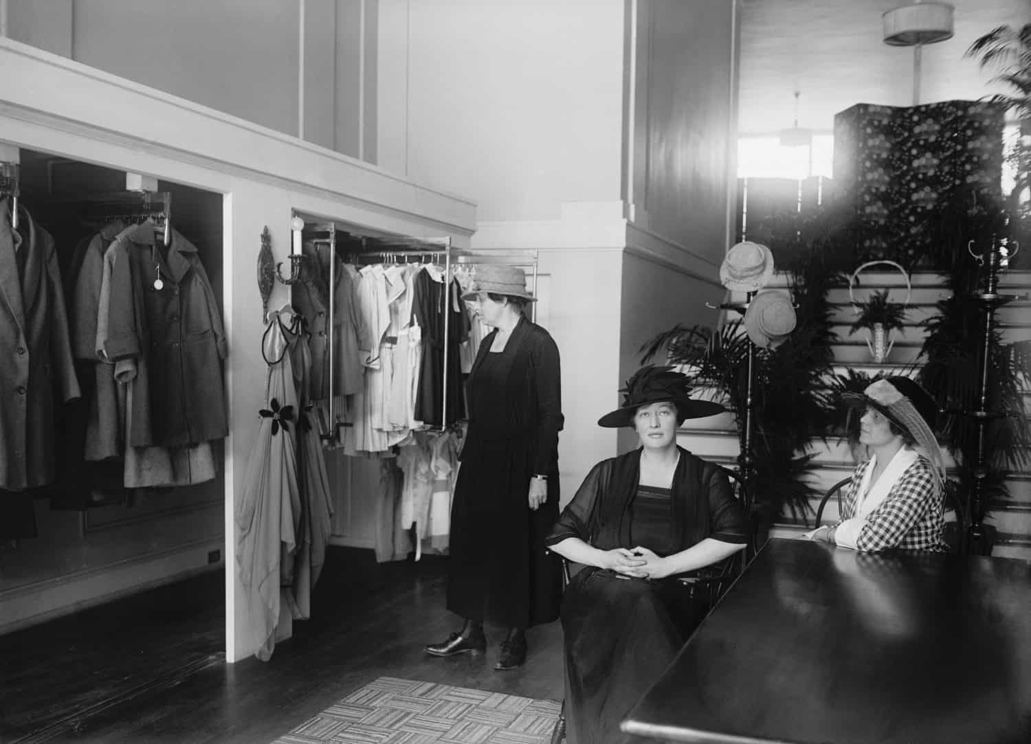 Mrs. Joseph Leiter's modest dress shop in Washington D.C. had to compete with increasingly numerous department stores and mass produced clothing brands. September 29 1921.