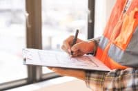 Building inspection asian contractor young man, male inspecting home, reconstructed construction, renovation or check defect, before finish handing it over to client, customer. Engineering worker.