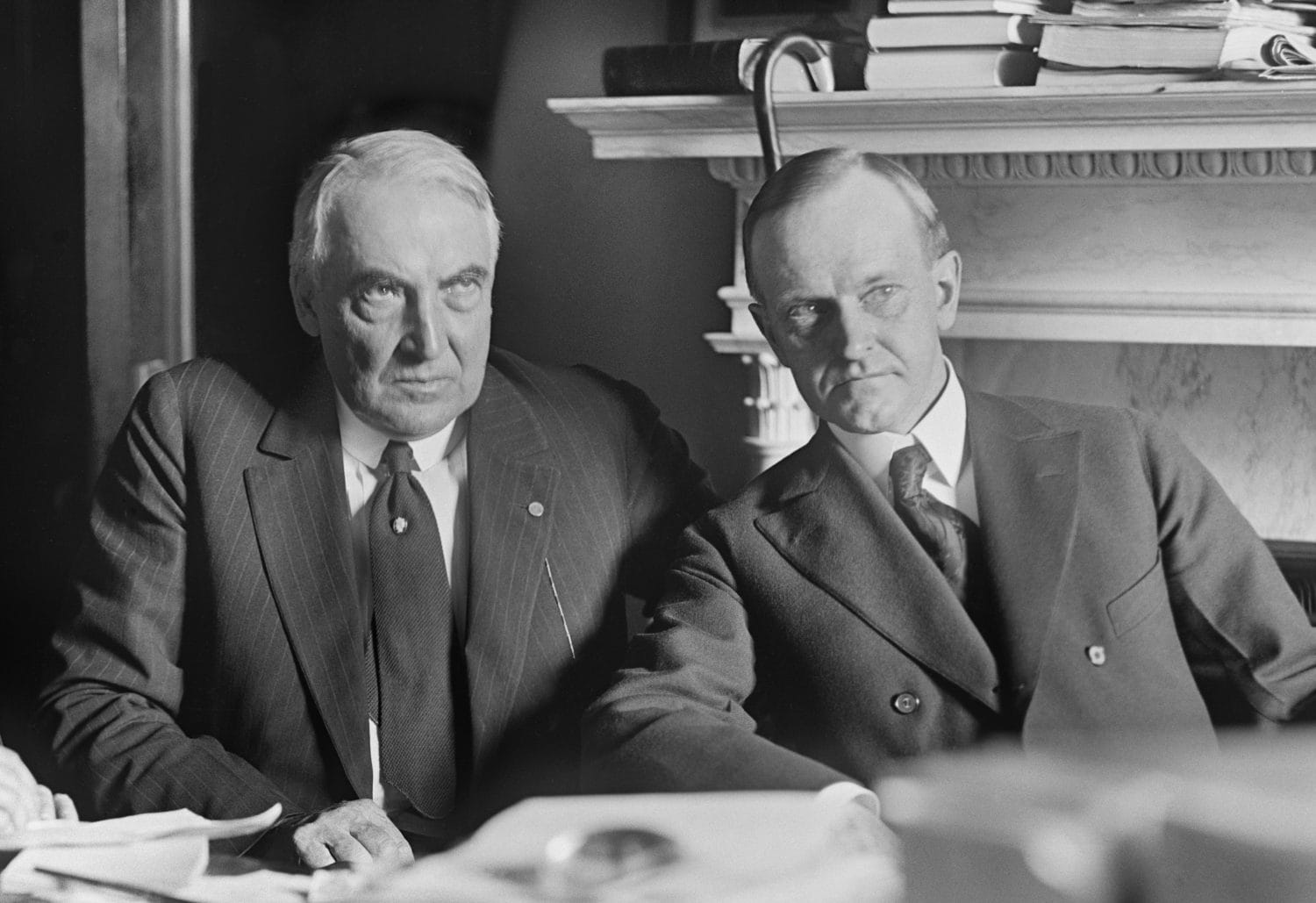 Republican candidate for President Warren Harding with running mate, Calvin Coolidge. Harding was a first term Senator from Ohio and Coolidge was the Governor of Massachusetts. June 20, 1920.