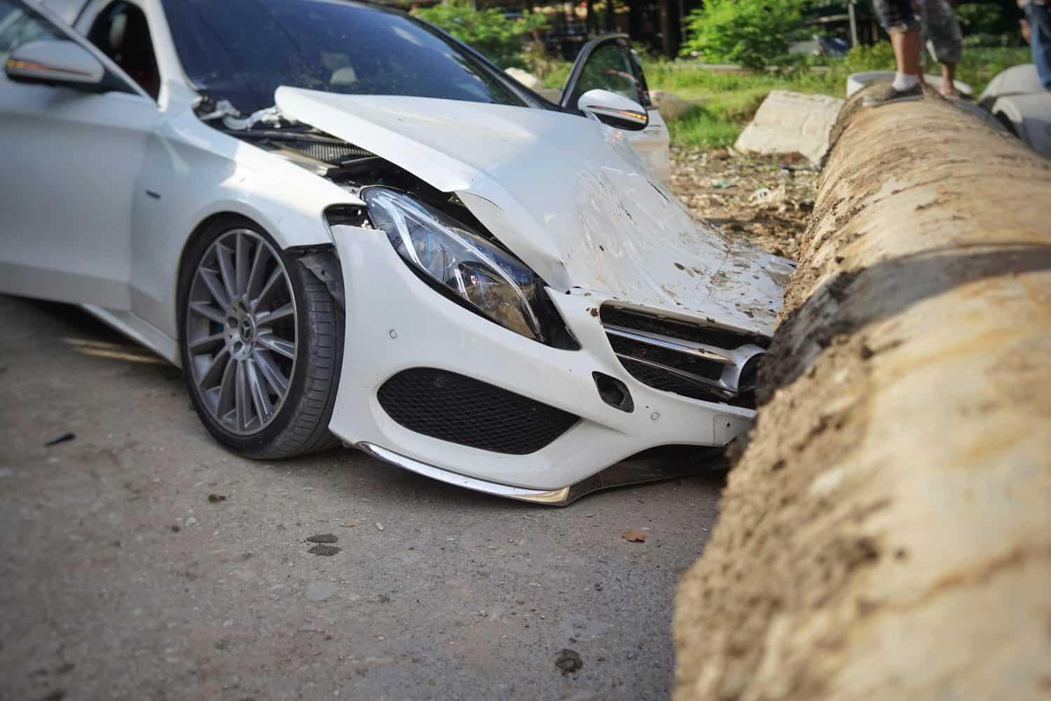 big pipe had accident as drop into the car on street ,bangkok Thailand