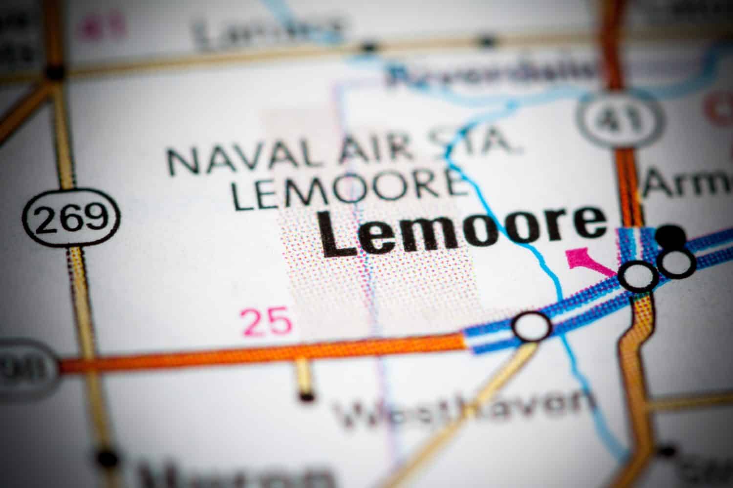 Lemoore. California. USA on a map
