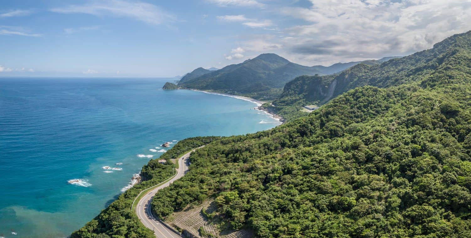 East coast of Taiwan with amazing ocean and mountain views, Hualien County