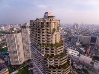 Sathorn Unique Tower - Unfinished Condominium Tower In Bangkok, Thailand, Aerial Shot