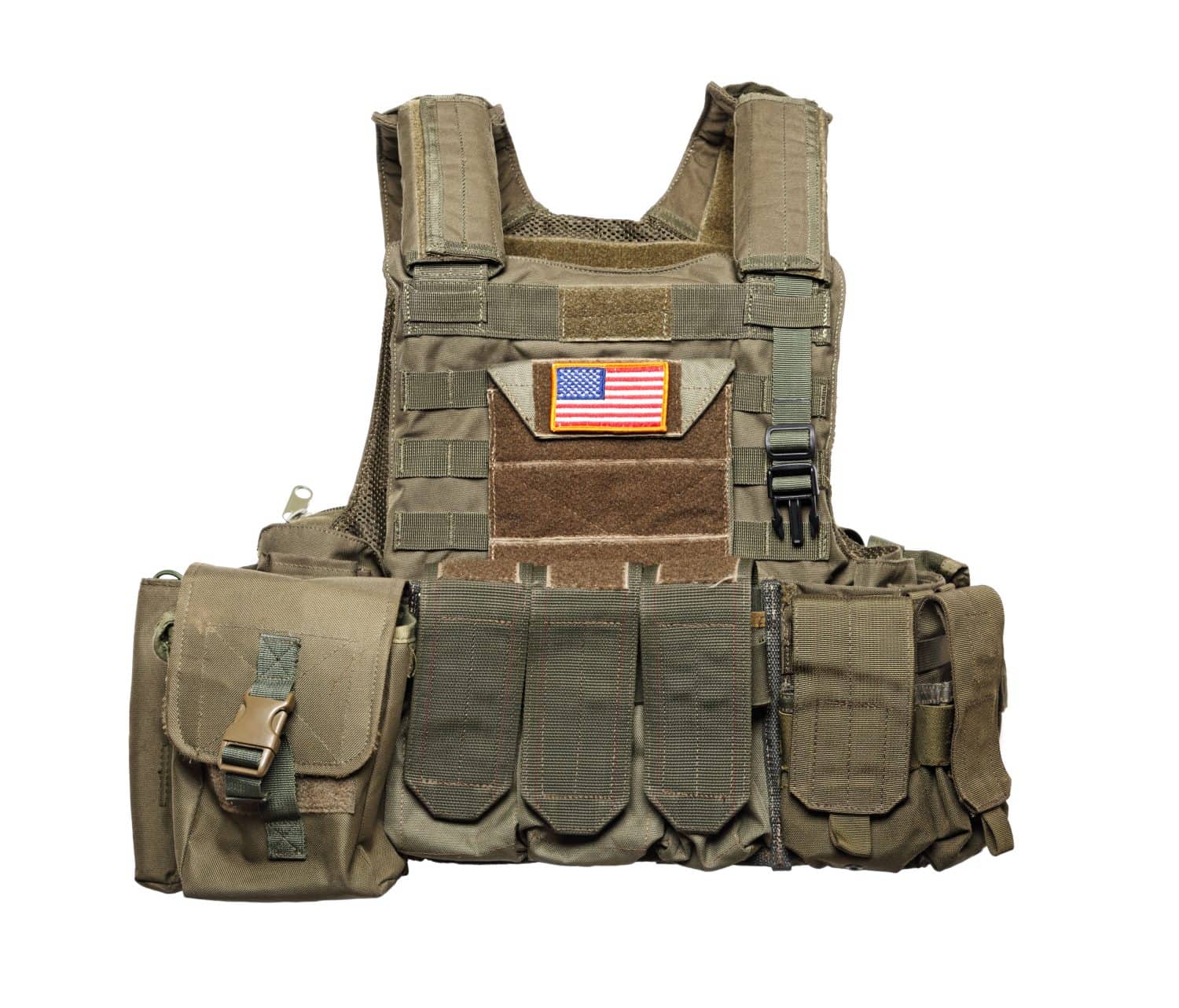 U.S. Army tactical bulletproof vest. Isolated on a white background. Studio shot