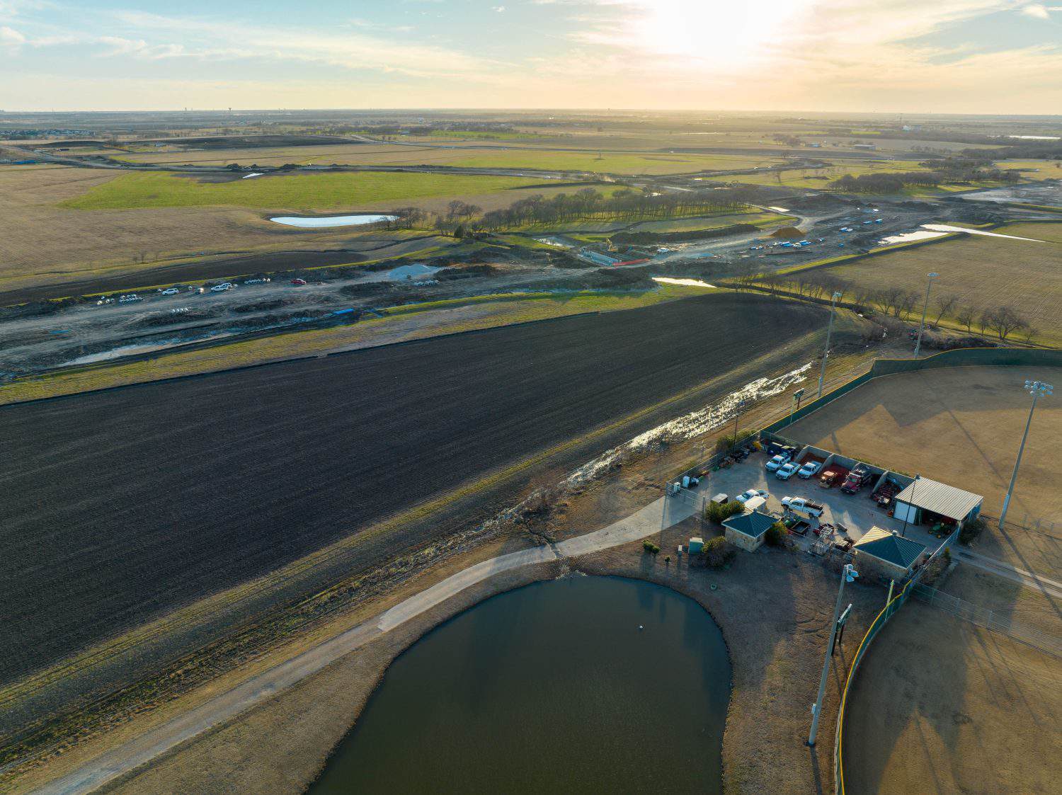 A high-angle shot of Old Celina Park in Celina, Texas.