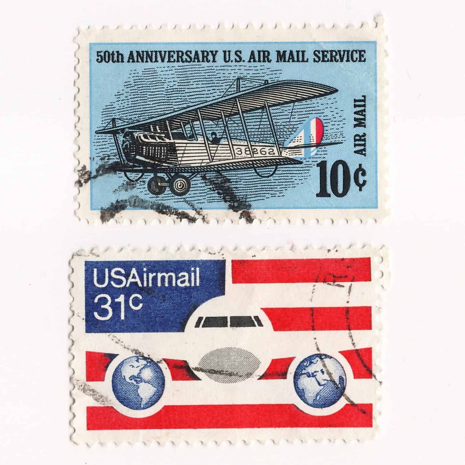 USA CIRCA 1960 set postage stams 50th Anniversary US Air Mail Service