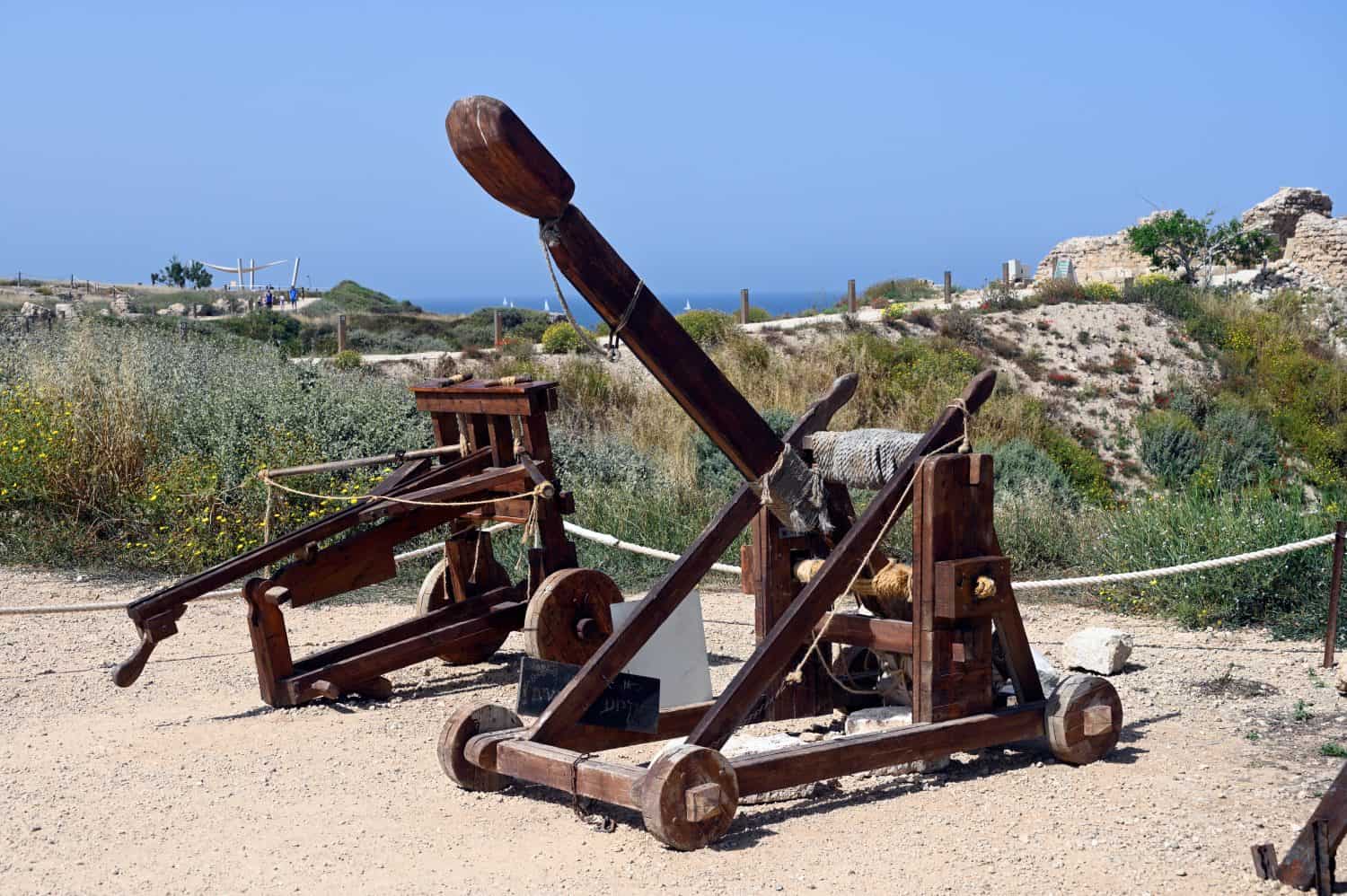 Apollonia National Park catapult and balista reconstruction of ancient throwing machines