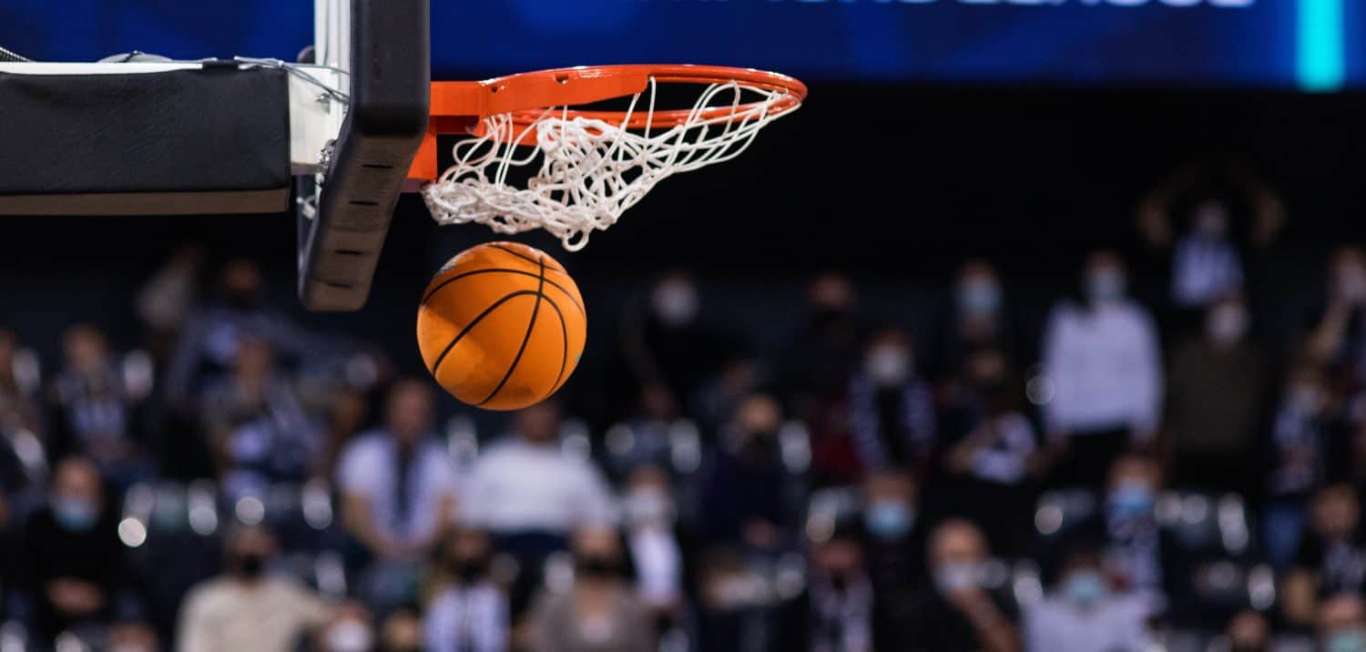 basketball game focus on ball