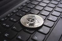Ethereum token on keyboard