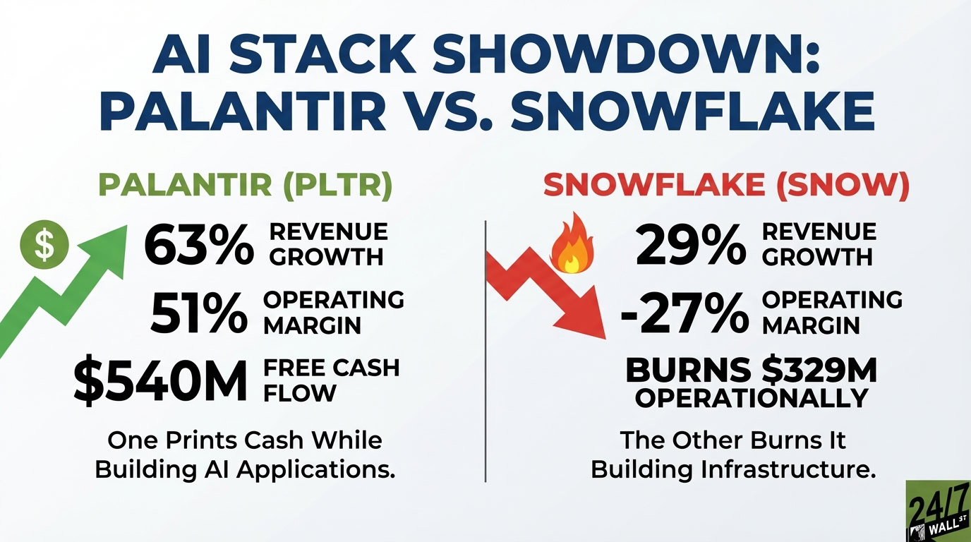 The AI Application Giant Prints Cash at 51% Margins While the Data Warehouse Burns Through Hundreds of Millions