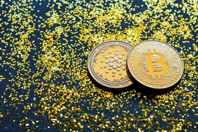 Gold and cardano bitcoin coins, cryptocurrencies
