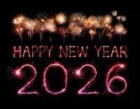 2026 happy new year fireworks celebration written sparkling at a night