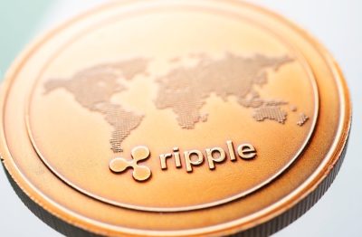 Macro shot of a Ripple coin crypto currency