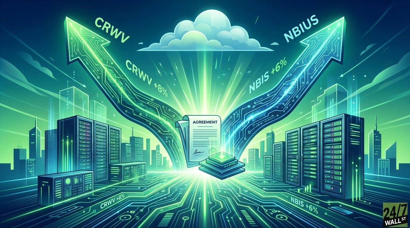 CoreWeave Surges 8%, Nebius Gains 7%: AI Infrastructure Stocks Rally on Landmark Financing and Platform News