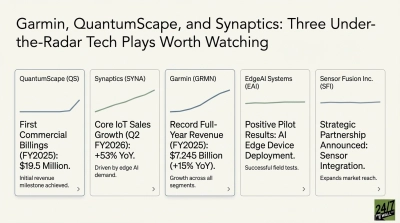 Garmin, QuantumScape, and Synaptics: Three Under-the-Radar Tech Plays Worth Watching