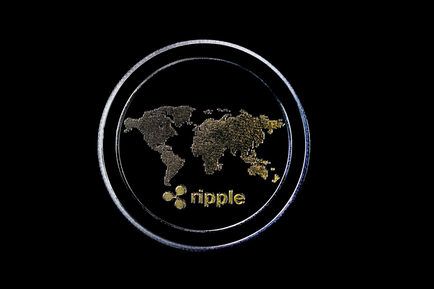 Detail of a cryptocurrency. XRP, Ripple.