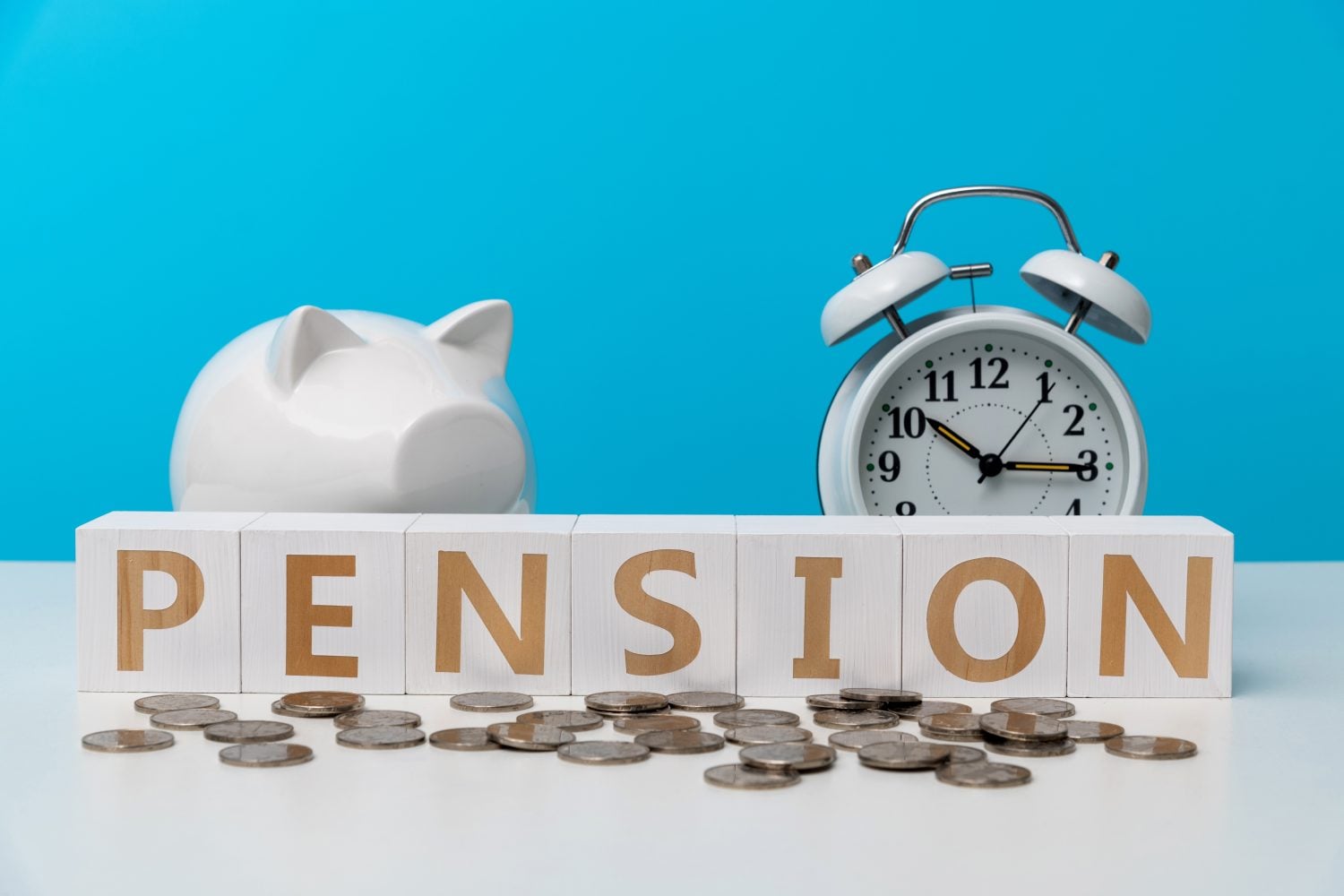 Piggy bank with word pension