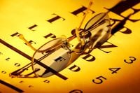 Eyeglasses on a Eye chart