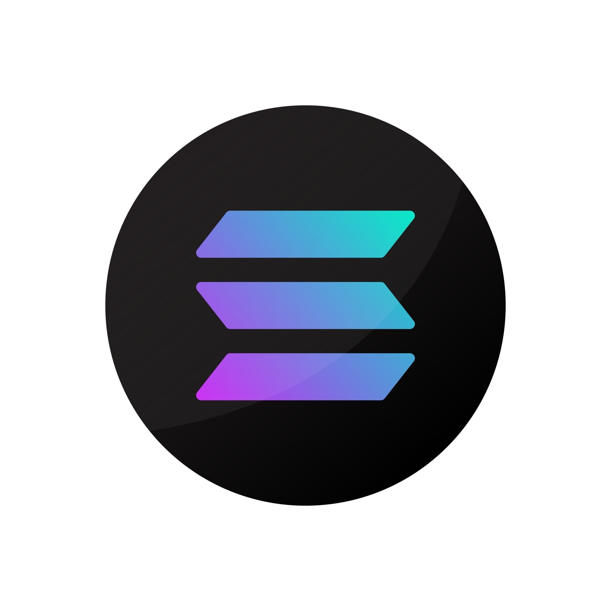 Solana icon symbols isolated on white background. Cryptocurrency coin created in blockchain technology. Vector illustration.