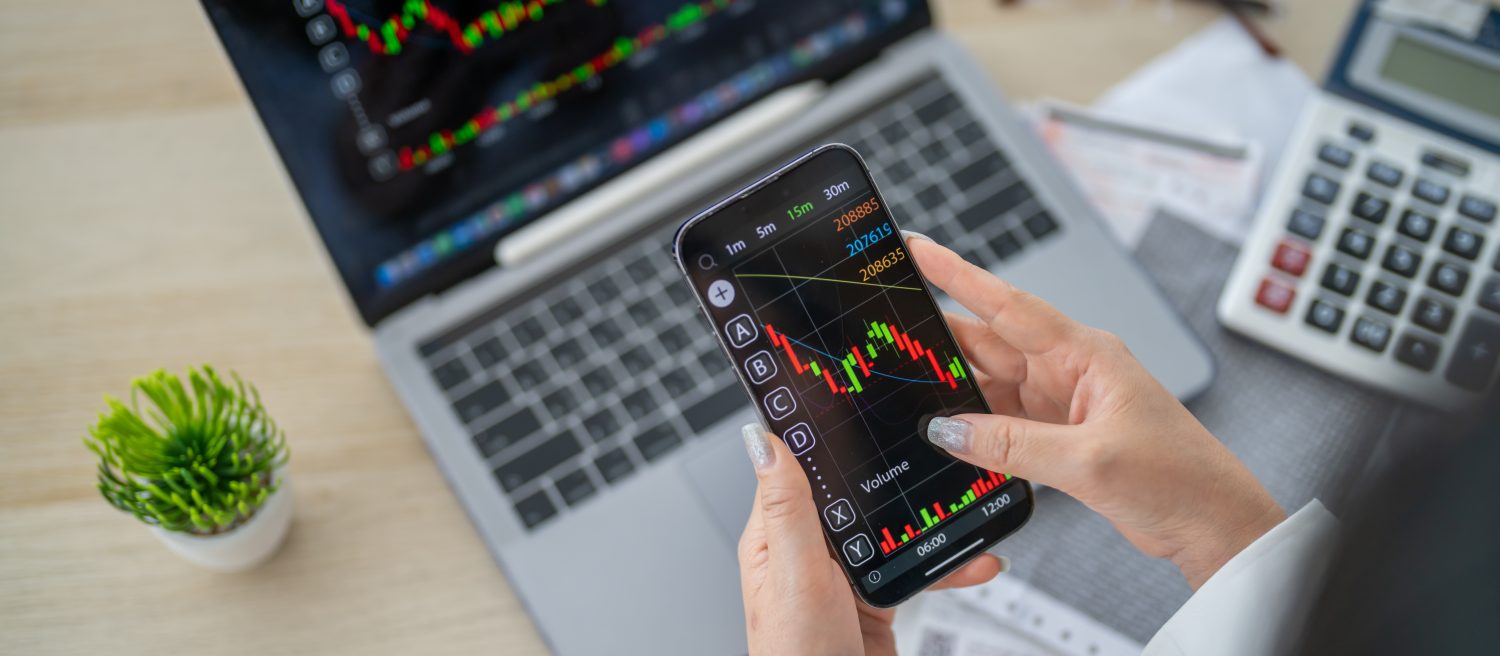 Business people with stock market chart financial trading, online investment, stock exchange analysis, market trends, real-time trading data, forex and crypto trading economic forecasting tool