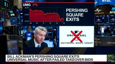 Billionaire Bill Ackman’s Pershing Square Exits Universal Music After Failed Takeover Bids, Stock Slumps 7%