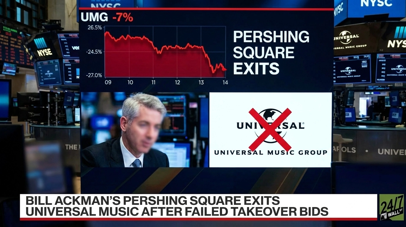 Billionaire Bill Ackman’s Pershing Square Exits Universal Music After Failed Takeover Bids, Stock Slumps 7%
