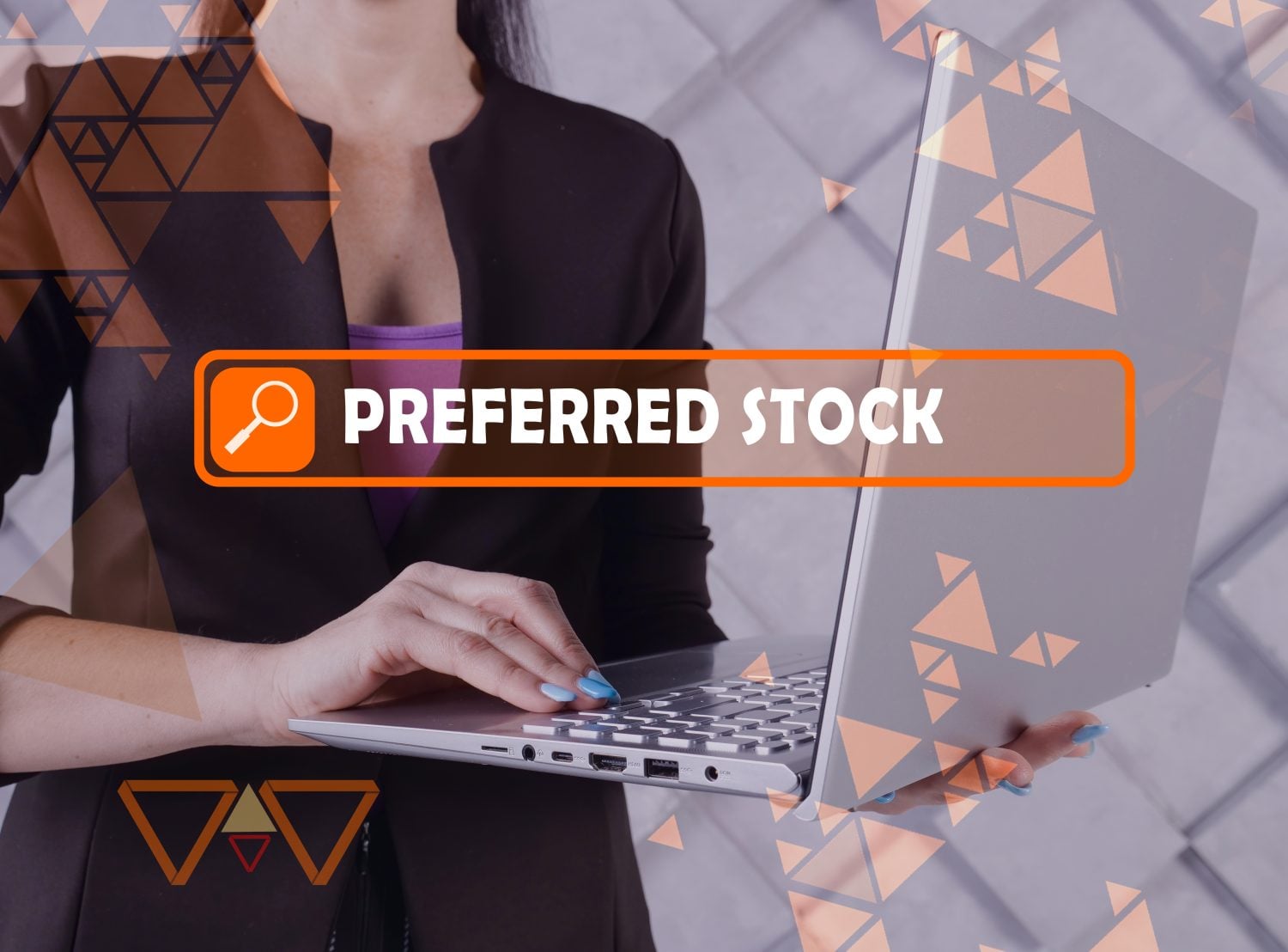 Search PREFERRED STOCK button. Businessman use internet technologies.