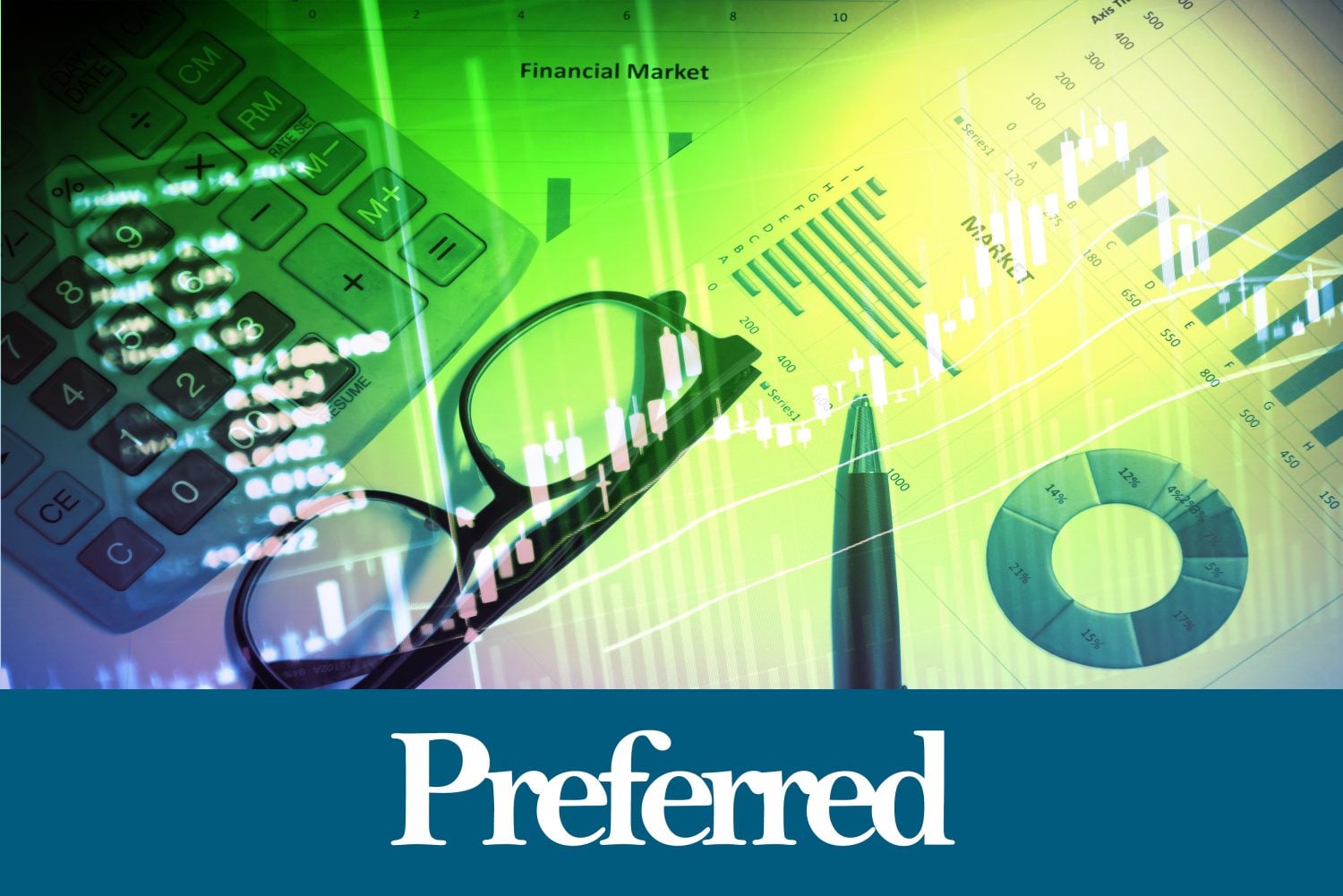 Preferred - Abstract digital information to represent Business&Financial as concept. The word Preferred is a part of stock market vocabulary in stock photo
