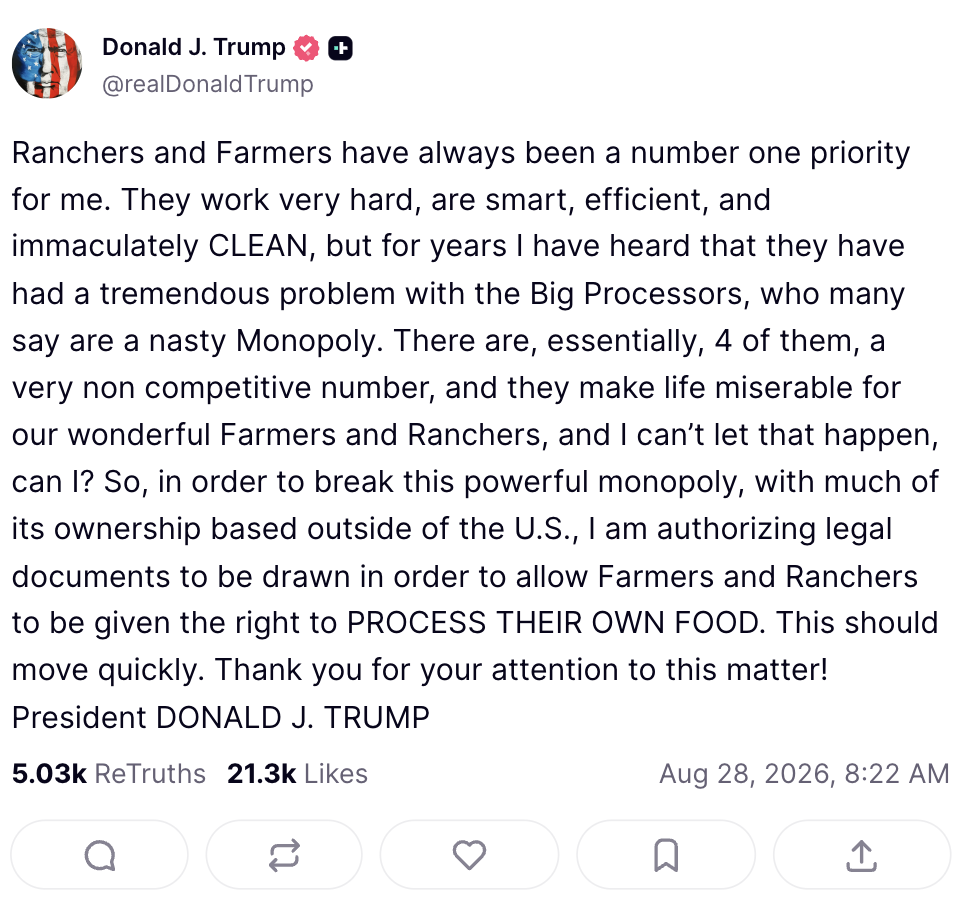 Trump Truth Social post