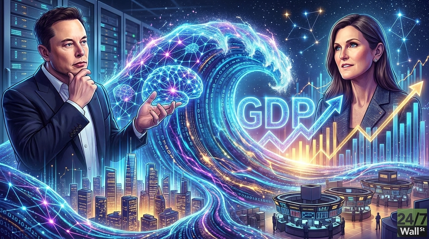 Elon Musk Says, “The AI Riptide Is Already Underway” As Cathie Wood Projects GDP Growth To Soar To Over 6%